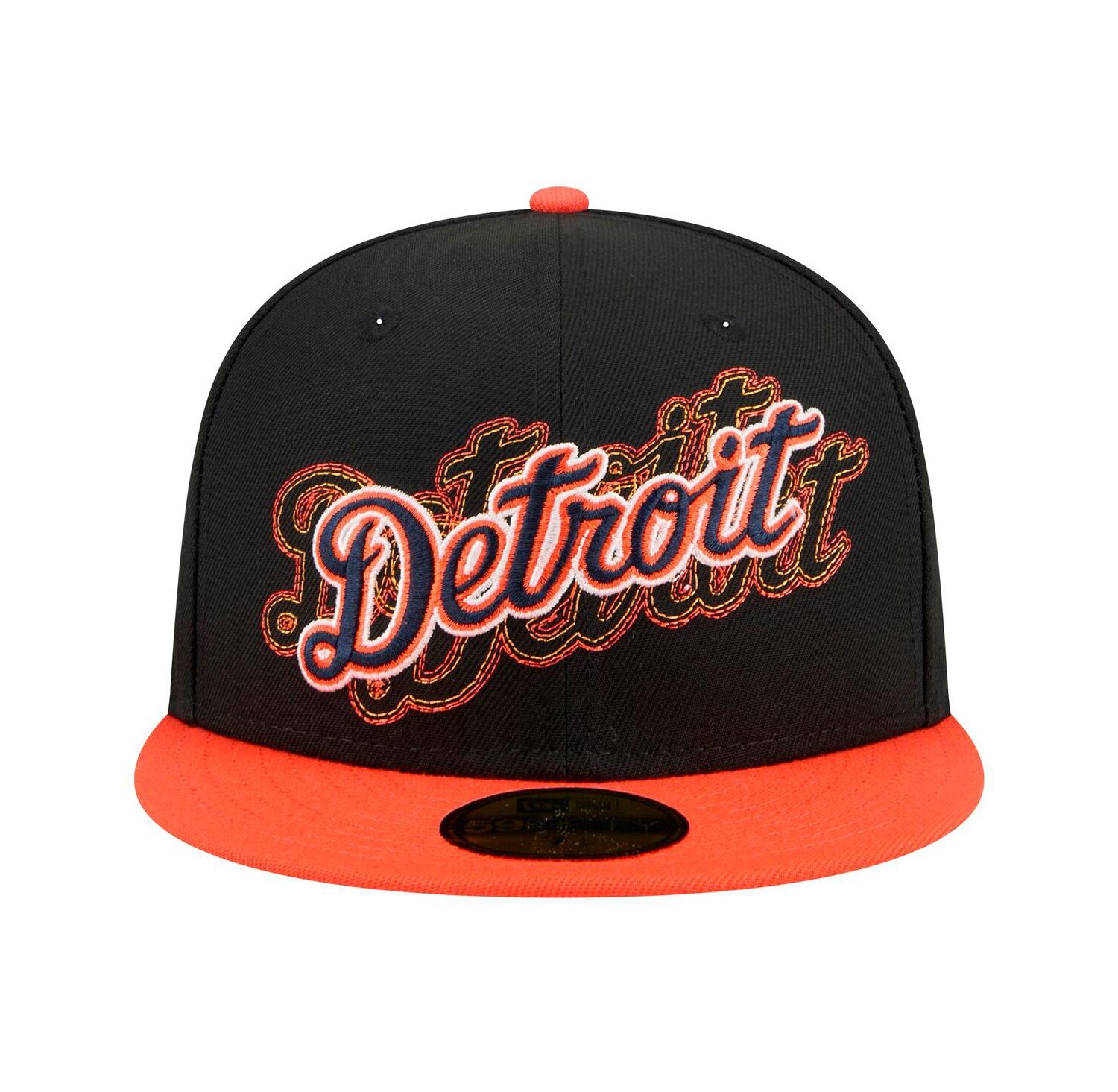 Men's Black Detroit Tigers Shadow Stitch 59FIFTY Hat