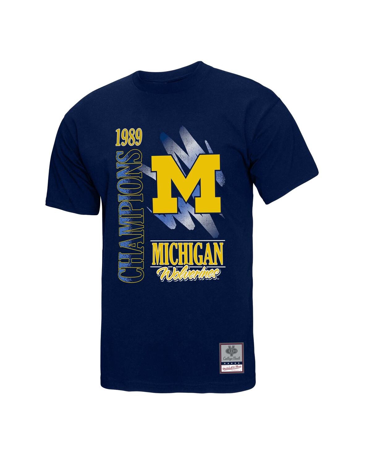 Mitchell & Ness Men's Navy Michigan Wolverines Retro Brush Mineral Wash T-shirt In Navy