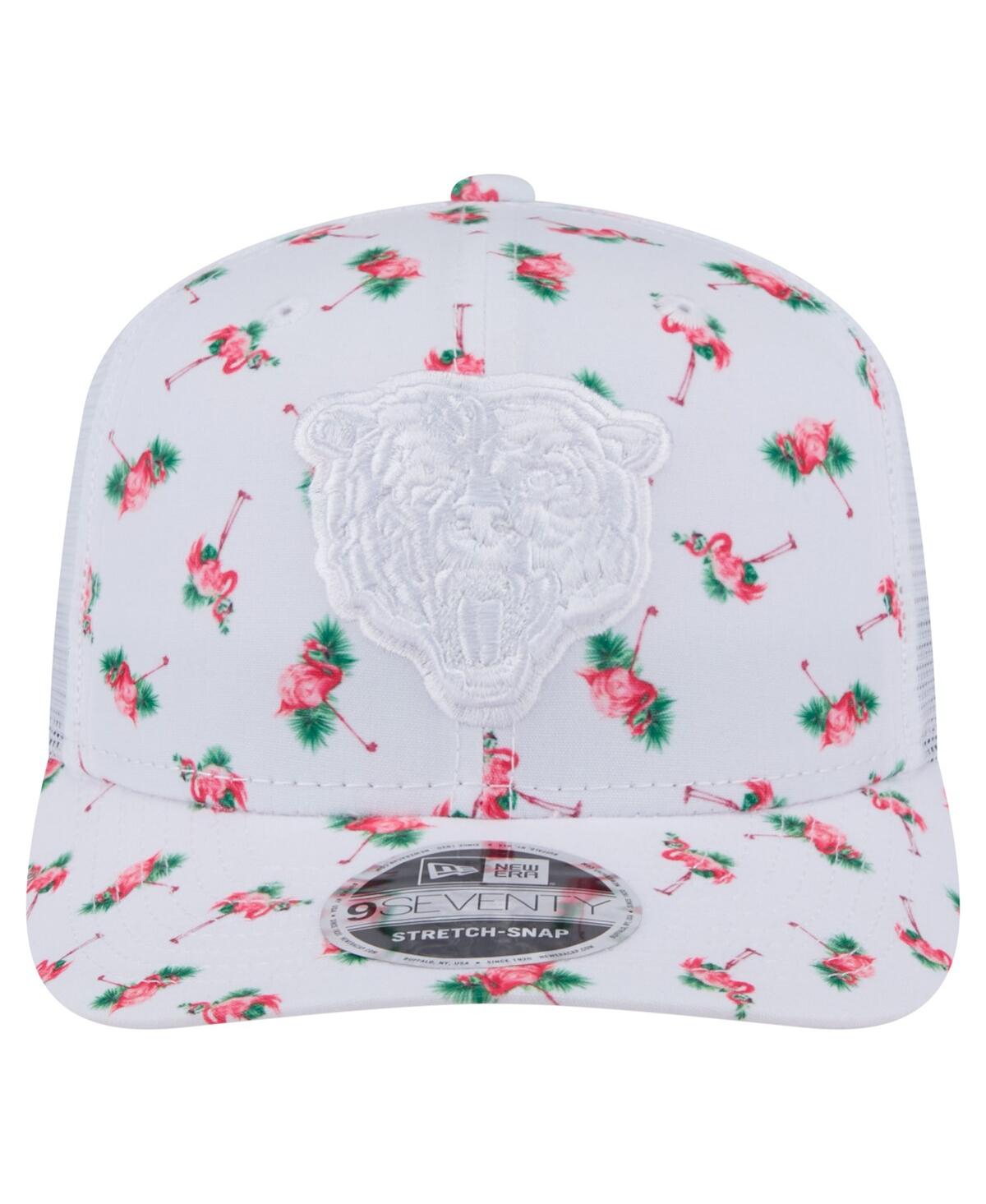 New Era Men's White Chicago Bears Adventure Flamingo Pattern 9seventy Stretch-snap Hat In White
