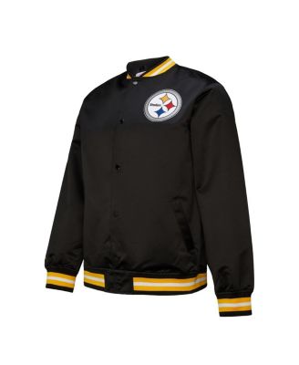 Men's Black Pittsburgh Steelers Double Down Satin Full-Snap Jacket