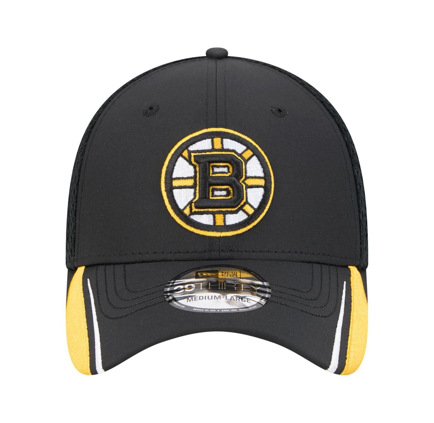 Men's Black Boston Bruins Linear Featherweight 39THIRTY Flex Hat