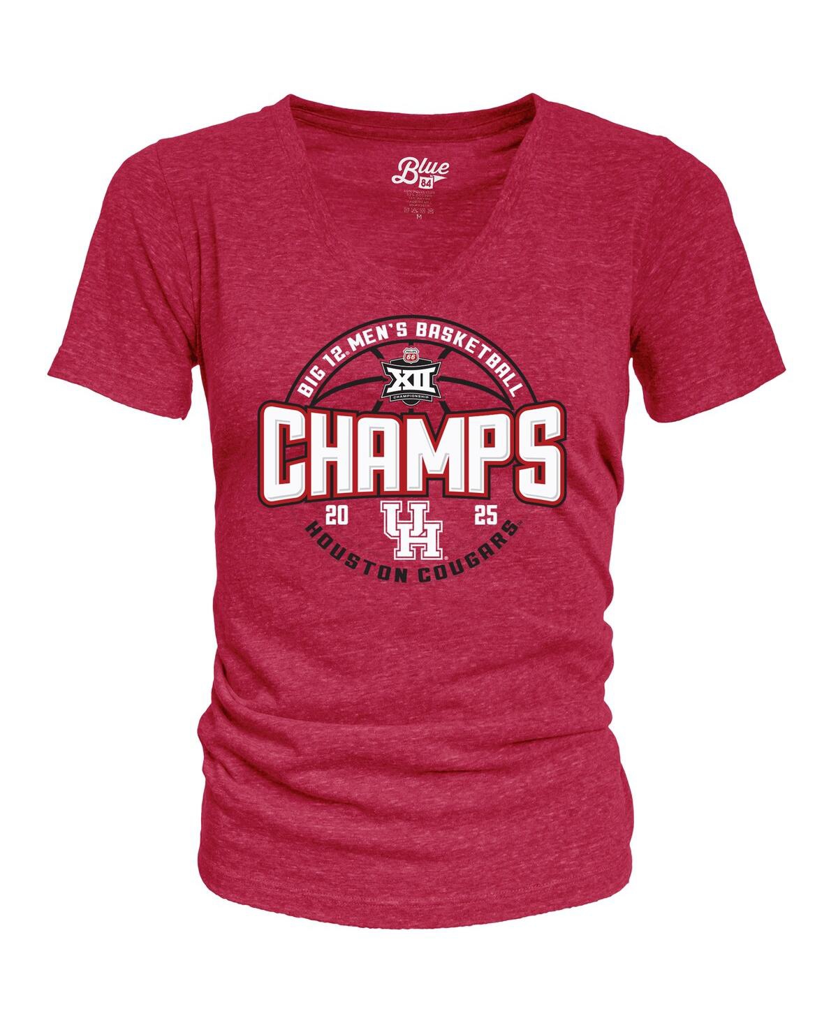 Women's Red Houston Cougars 2025 Big 12 Men's Basketball Conference Tournament Champions Tri-Blend V-Neck T-Shirt - Red