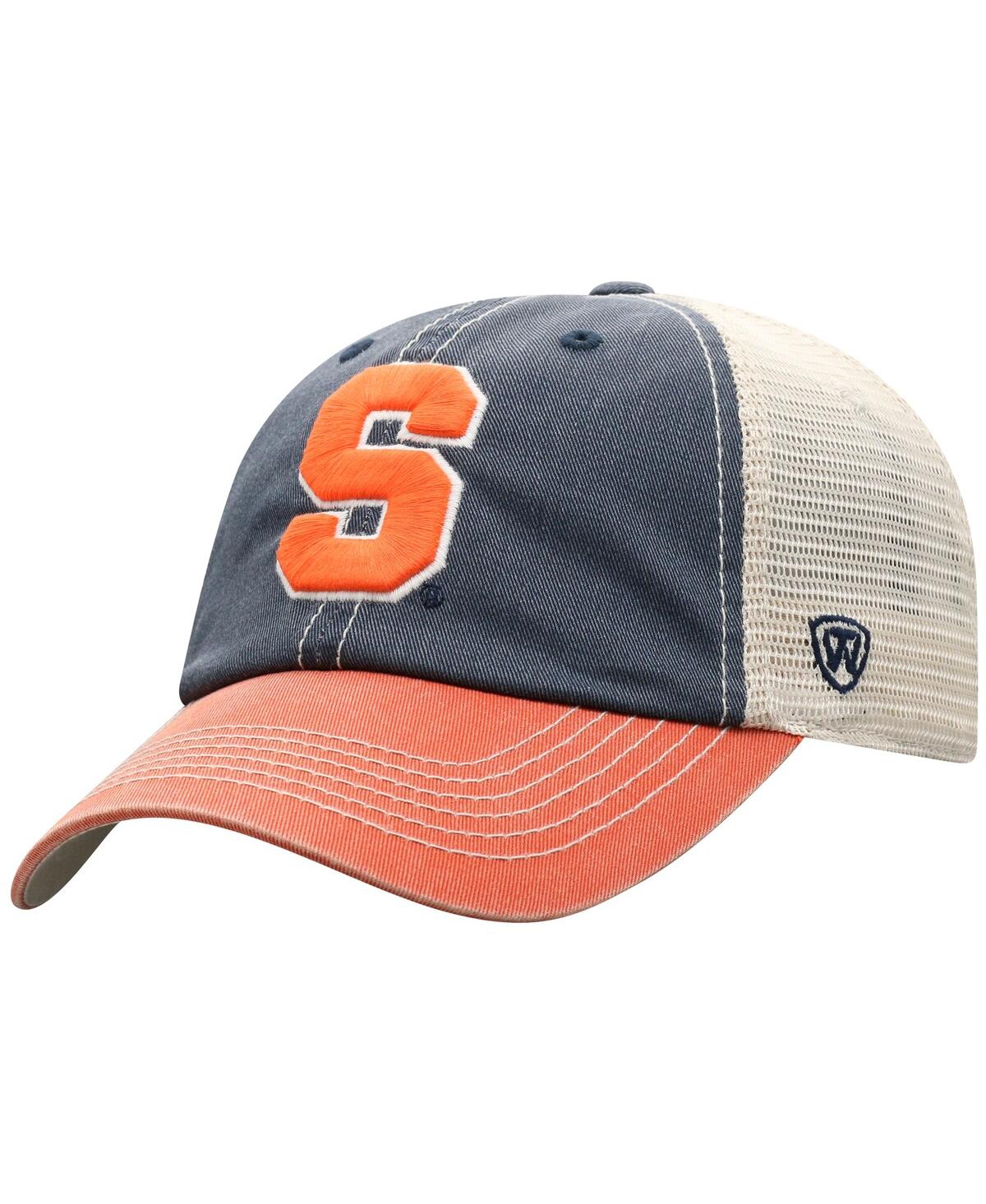 Top Of The World Men's True Navy Syracuse Orange Off Road Three-tone Vintage Adjustable Trucker Hat In Navy