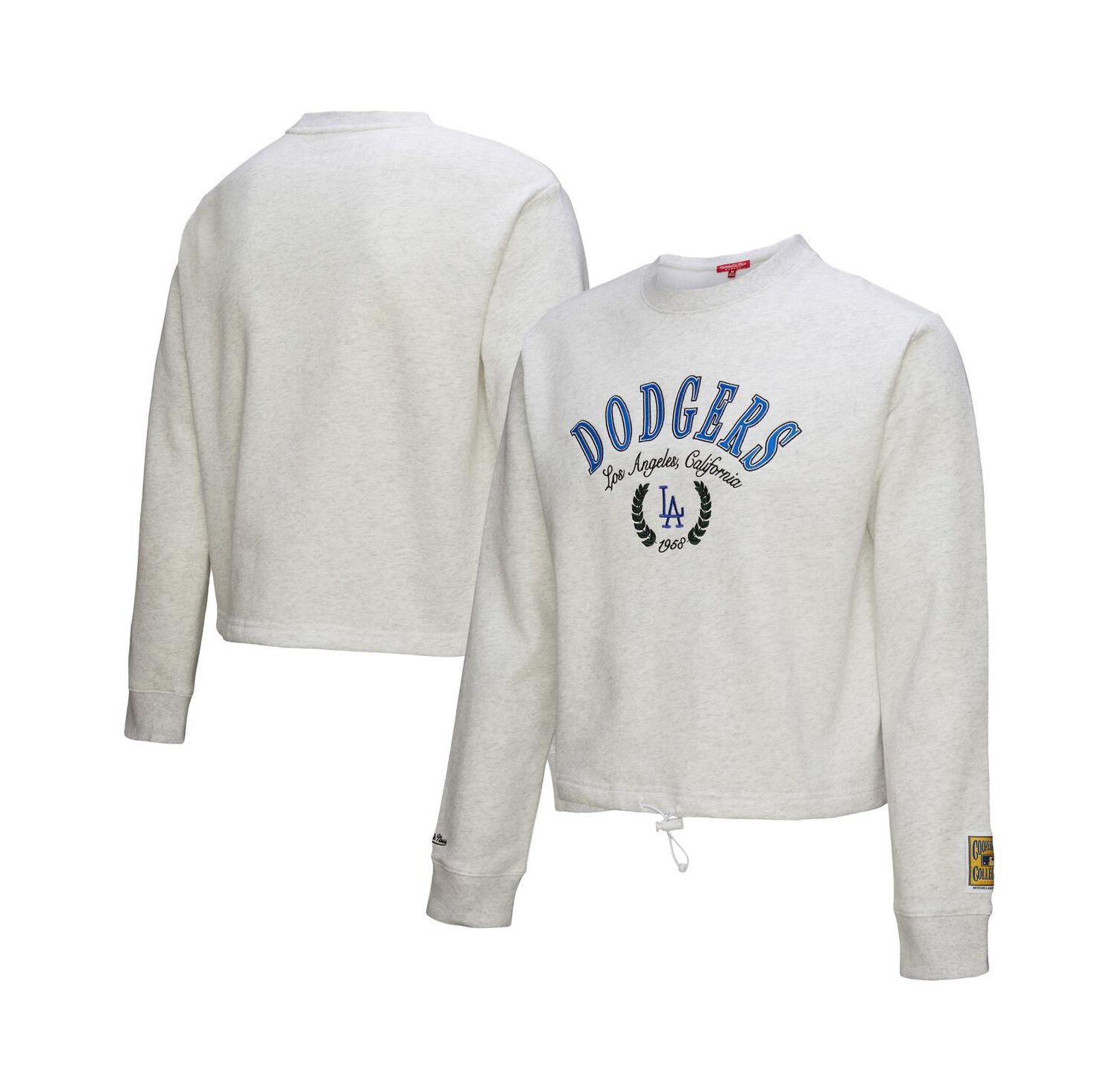 Women's Heather Gray Los Angeles Dodgers Cropped Toggle Pullover Sweatshirt