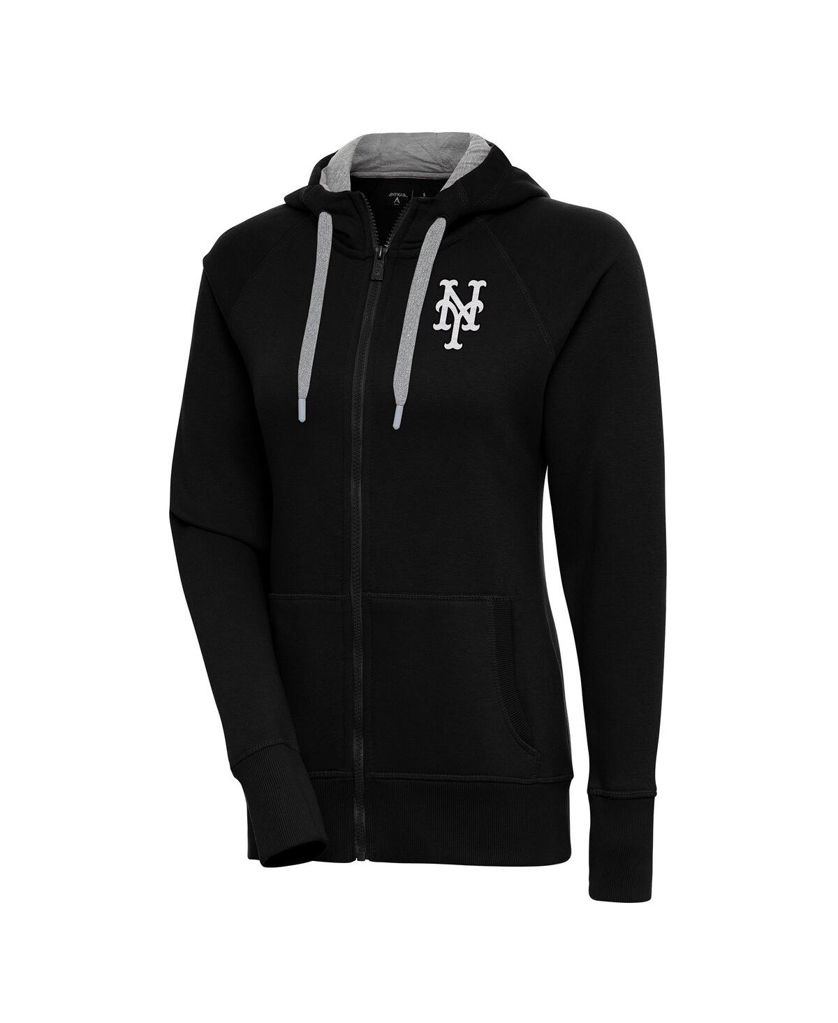 Women's Black New York Mets Brushed Metallic Victory Full-Zip Hoodie Jacket - Black