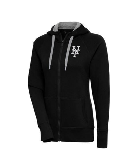 Женские худи Antigua Women's Black New York Mets Brushed Metallic Victory Full-Zip Jacket