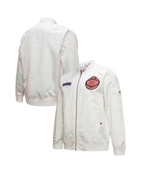 Мужская куртка Mitchell & Ness White Golden State Warriors Hardwood Classics Nights Team Leader Satin Full-Zip