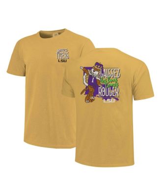 Image One - Men's and Women's Gold LSU Tigers Mardi Gras Hyper Local Comfort Colors T-Shirt