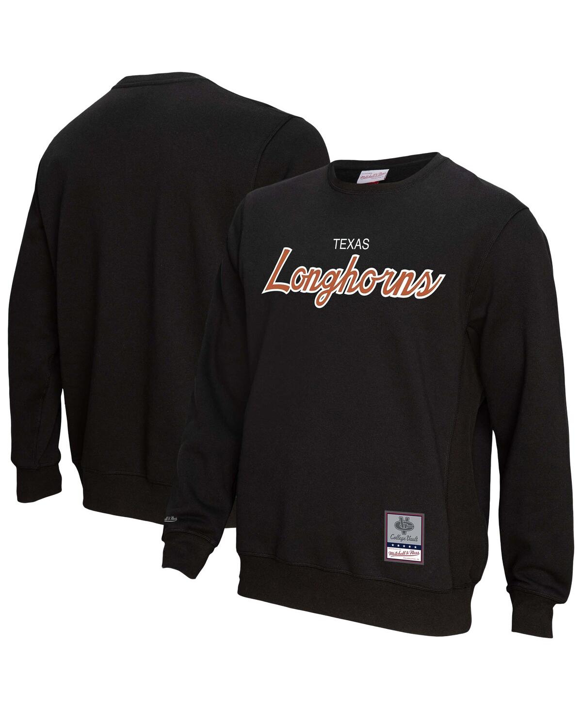 Mitchell & Ness Men's Black Texas Longhorns Elite Script Pullover Sweatshirt In Black