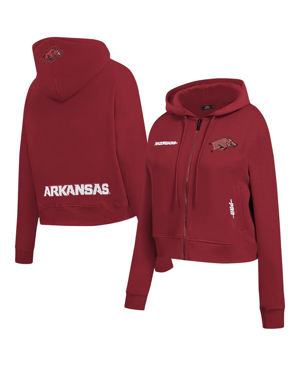 Pro Standard Women's Cardinal Arkansas Razorbacks Game Day Sequin Full-zip Hooded Jacket In Cardinal