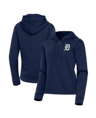 Antigua - Women's Navy Detroit Tigers Contemporary Quarter-Zip Hoodie
