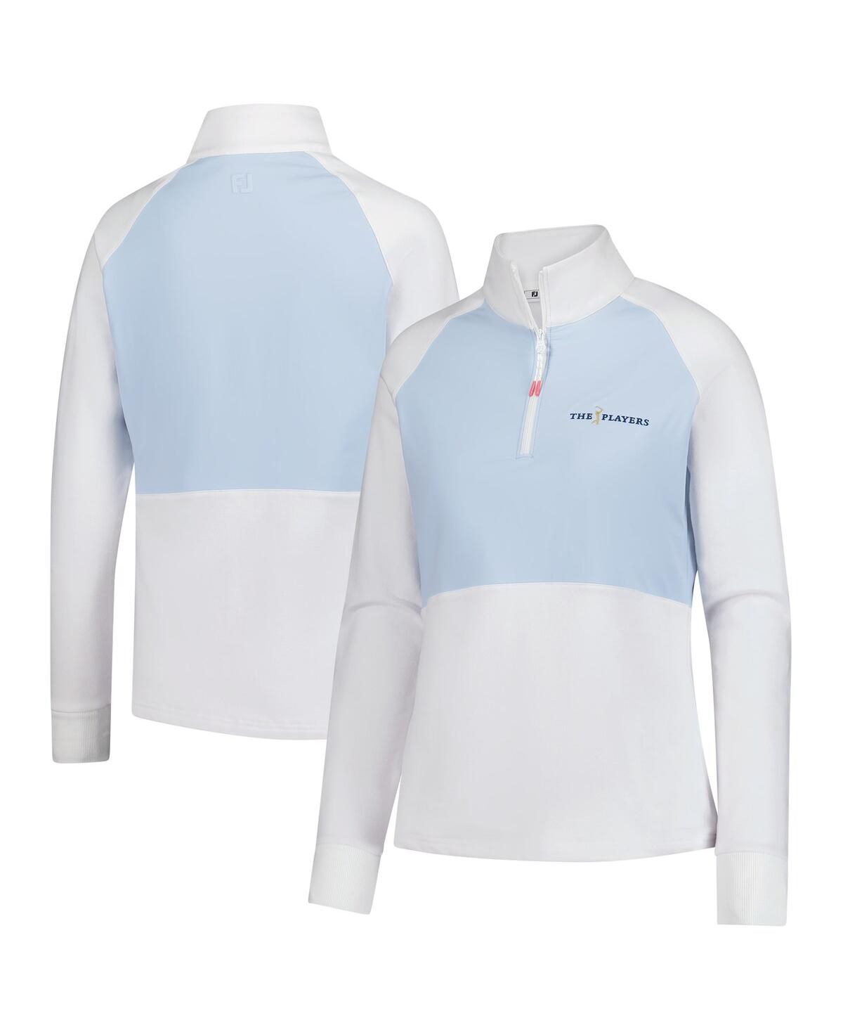 Shop Footjoy Women's The Players White Hybrid Quarter-zip Pullover Sweatshirt