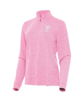 Antigua - Women's Pink Philadelphia Phillies Mentor Lightweight Mock Neck Quarter-Zip Top