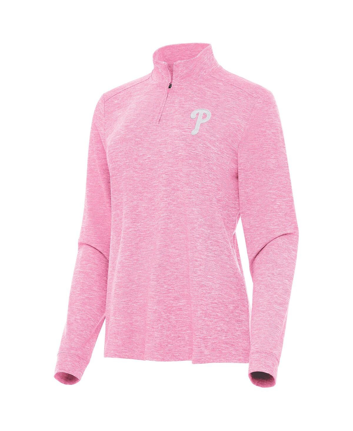 Antigua Women's Pink Philadelphia Phillies Mentor Lightweight Mock Neck Quarter-zip Top In Pink
