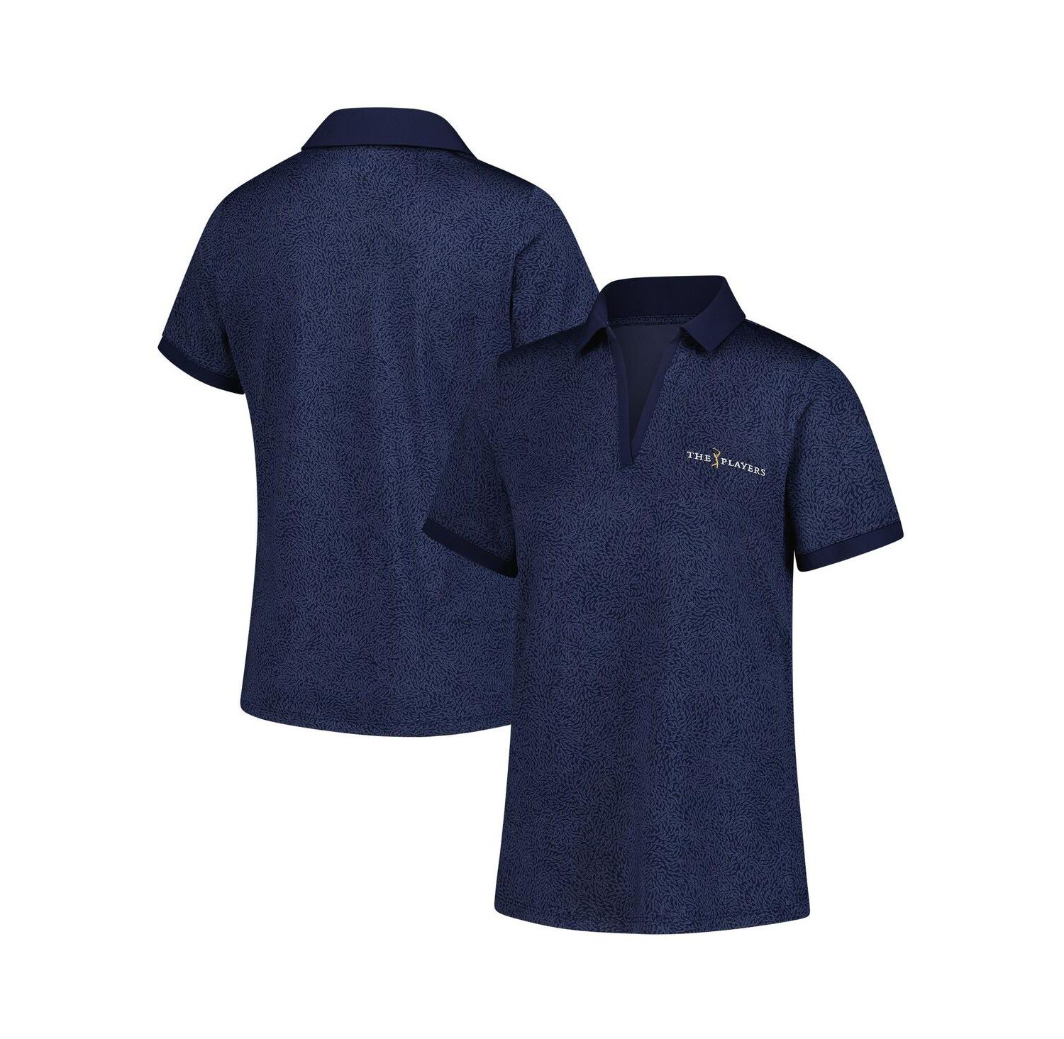 Women's Navy THE PLAYERS Playoff 3.0 Eagle Swoop V-Neck Polo Shirt
