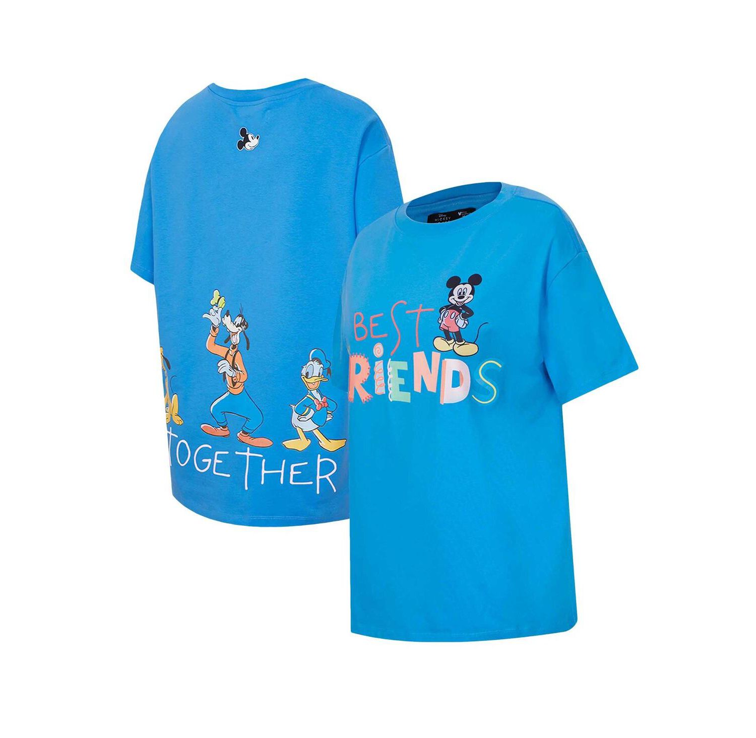Women's Blue Mickey Friends Always Together Boyfriend T-Shirt