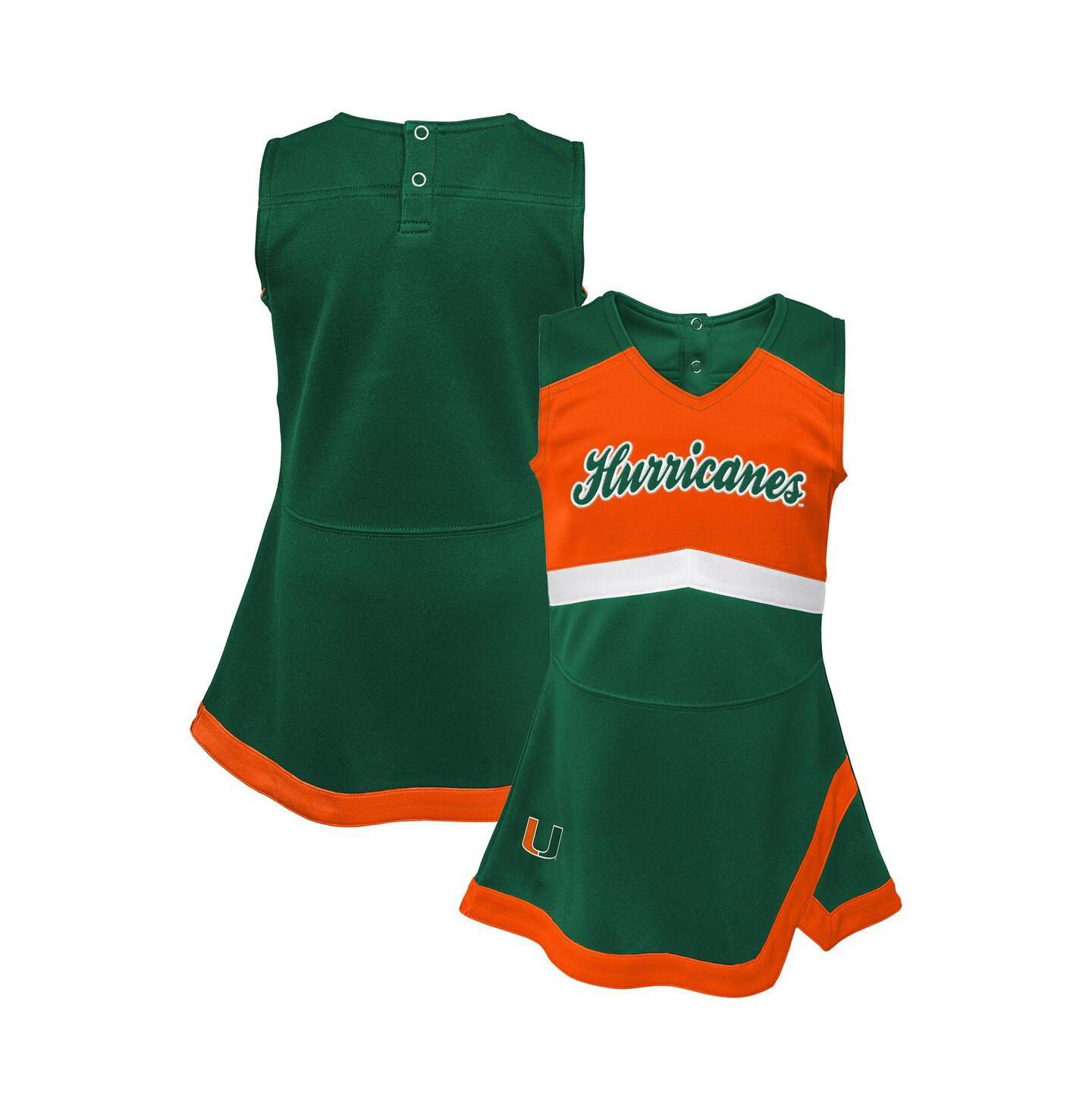 Платье Outerstuff Green Miami Hurricanes Cheer Captain Jumper Dress для девочек — фото 1