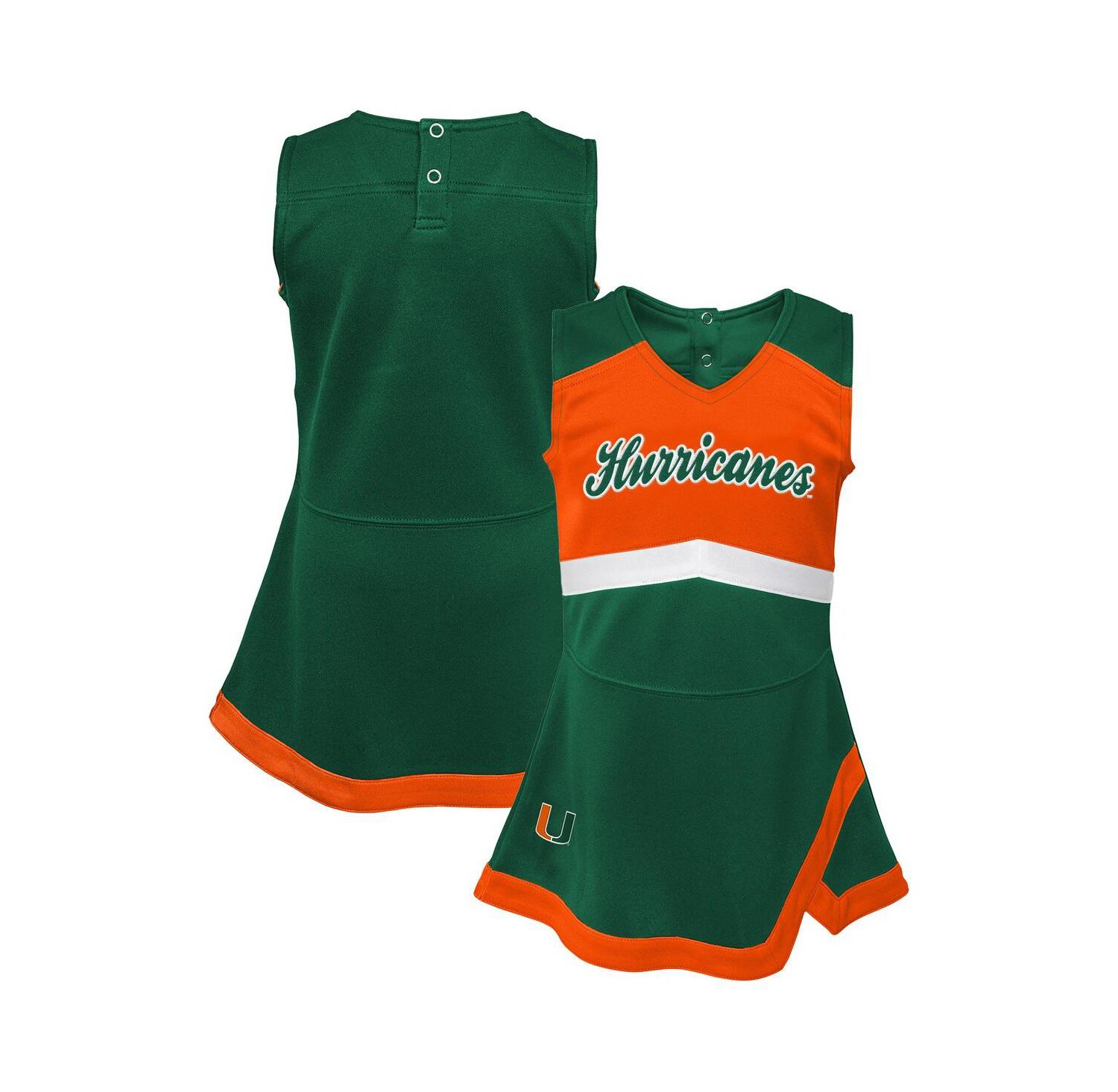 Big Girls Green Miami Hurricanes Cheer Captain Jumper Dress