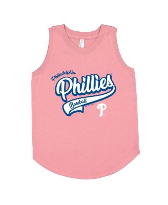 Soft As A Grape - Big Girls Pink Philadelphia Phillies Tank Top