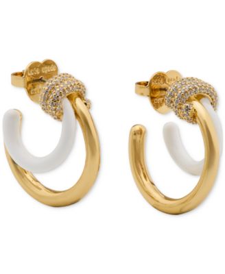 kate spade new york - Gold-Tone Medium Pav&eacute; Knot Layered Hoop Earrings, 1.12"