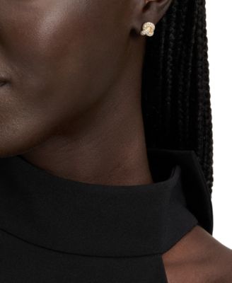 Gold-Tone Pav&eacute; Double Knot Stud Earrings