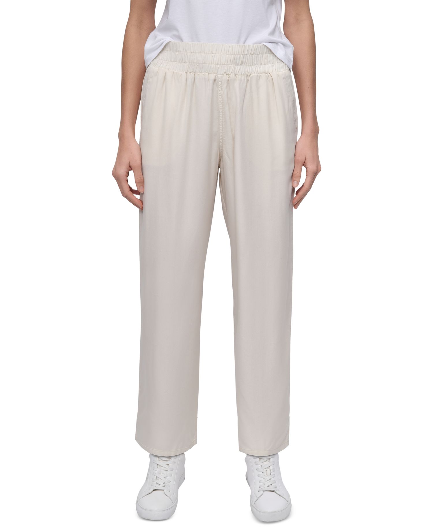Petite Smocked-Waist Wide-Leg Pants