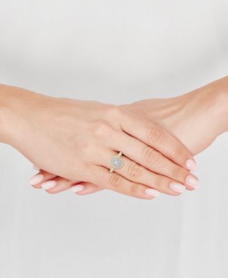 Diamond Oval Double Halo Engagement Ring (1 ct. t.w.) in 14k Two-Tone Gold