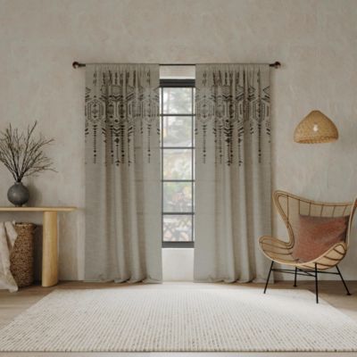 Palo Global Embroidery Semi-Sheer Rod Pocket Curtain Panel