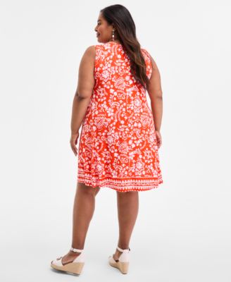 Plus Size Printed Sleeveless Dress, Exclusively at Macy's 