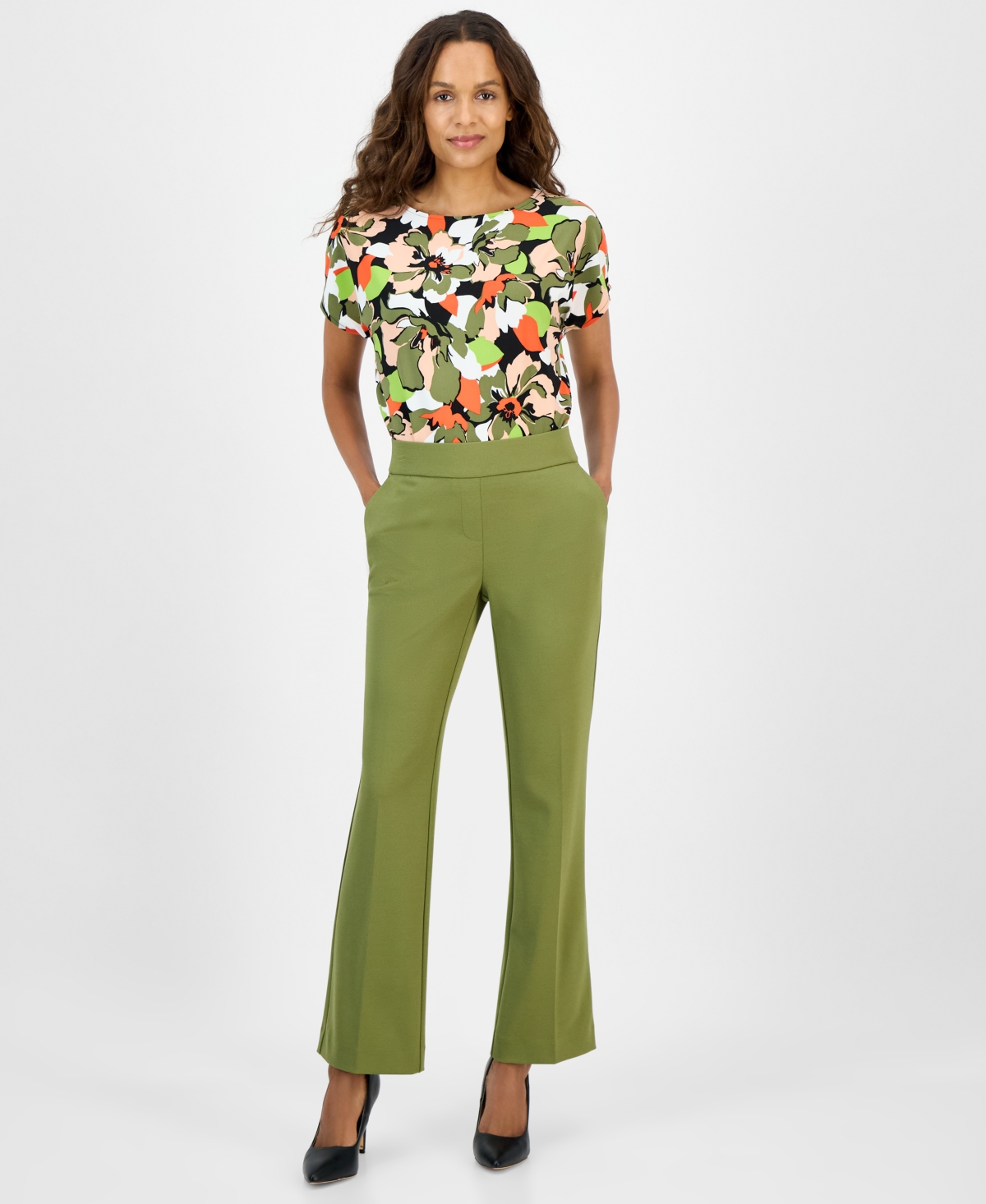 Petite Cool Crepe Pants - Bay Leaf