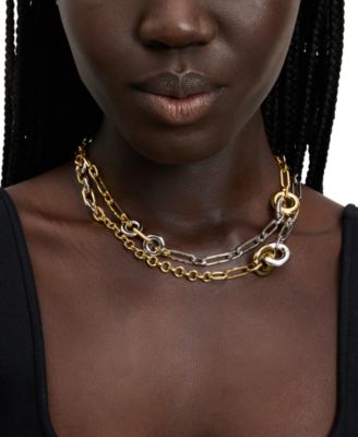 Two-Tone Interlock Mixed Chain 38" Strand Necklace