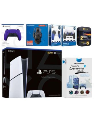 Playstation 5 Slim Digital with Extra Midnight Black Controller, Plantronics Headset, Trigger Stop Kit, FPS Grip Kit and MightySkins Decal Vouche