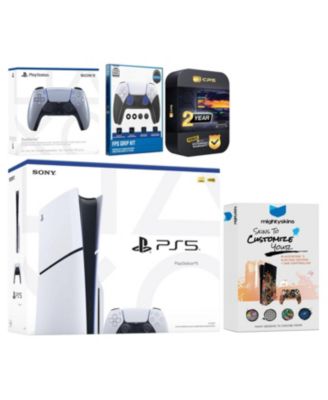 Playstation 5 Slim Disc with Extra Gray Camo Controller, FPS Grip Kit and MightySkins Decal Voucher + 2 Year CPS Extended Warranty