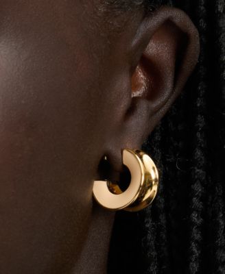 Small Concave Hoop Earrings, 0.82" 