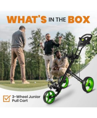 Foldable 3-Wheel Junior Golf Pull Cart with Scorecard Holder