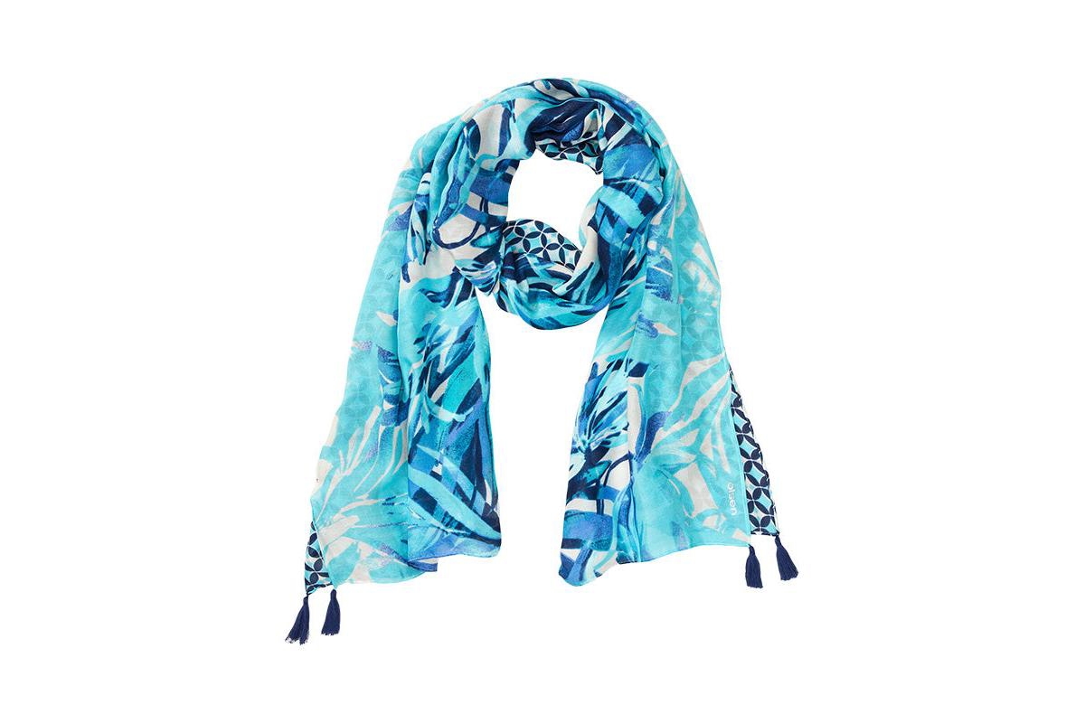 Abstract Palm Print Scarf - Capri blue