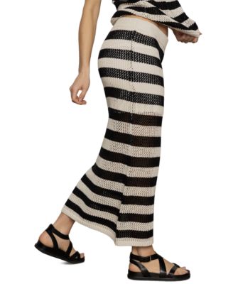 Women's Striped Mesh-Stitch Maxi Skirt