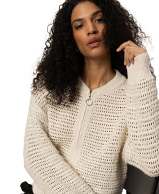 Women's Cotton Open-Knit Bomber Jacket