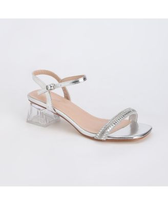 Hallie Rhinestone Clear Heel Sandals
