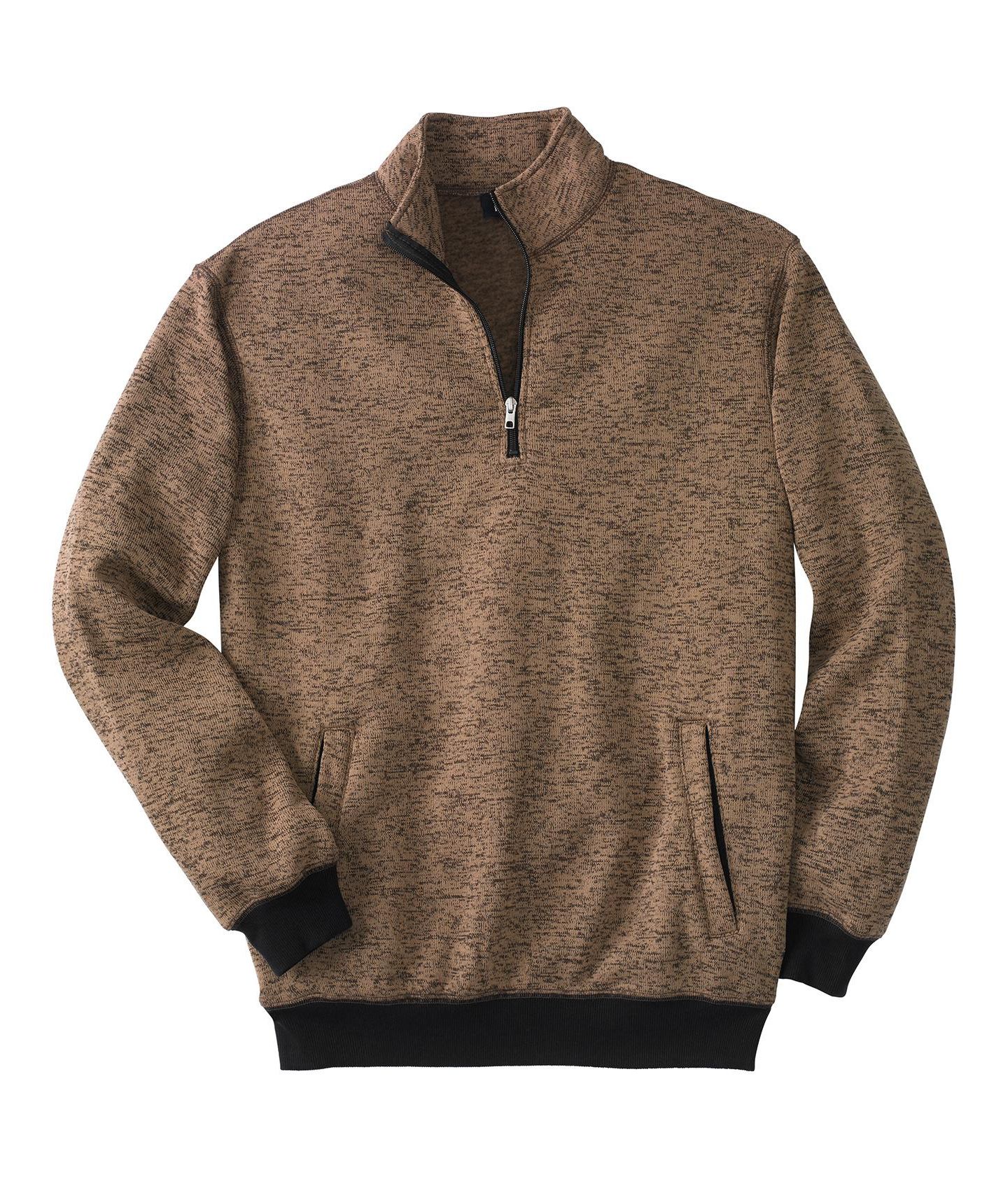 Мужской свитер KingSize Big & Tall Quarter Zip Fleece, цвет: Коричневый меланжевый — фото 2