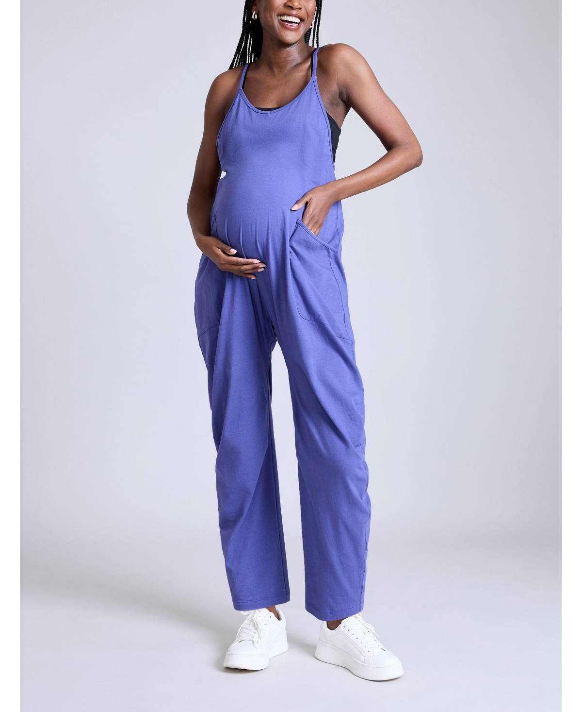Women's Sleeveless Relaxed Fit Maternity Jumpsuit - Heather grey
