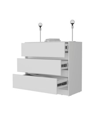 Manufactured Wood 3-Drawer Handle-Free Dresser