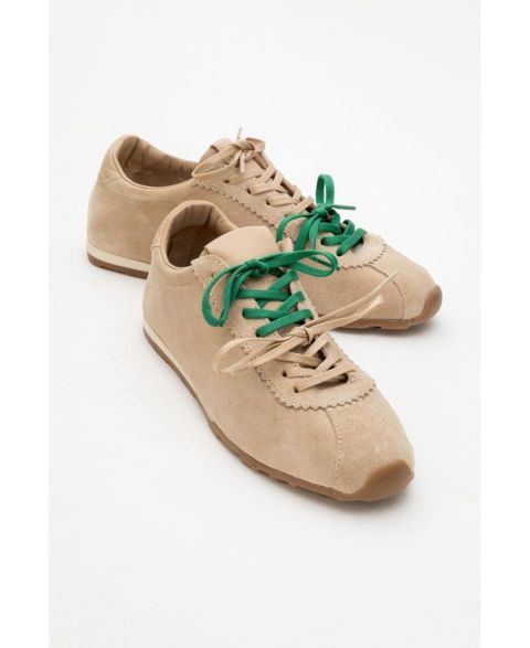 Женские кроссовки Forever & Always Shoes Crea Leather Sneakers (Women), цвет: Бежевый замшевый кожаный