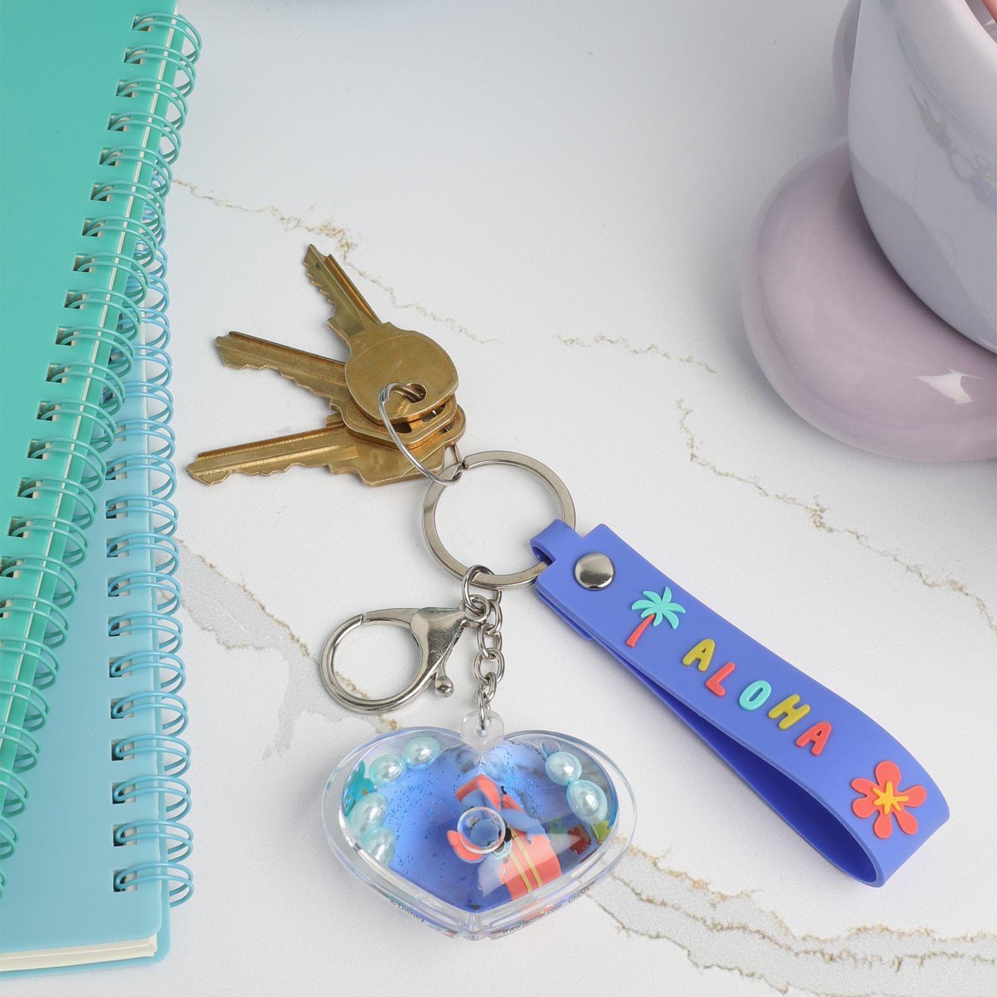 Брелок Disney Stitch Liquid Keychain - Official Heart Bag (Blue / One Size) — фото 4