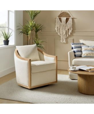 Single Piece solid Wood  Zacharie Farmhouse Rattan Armchair