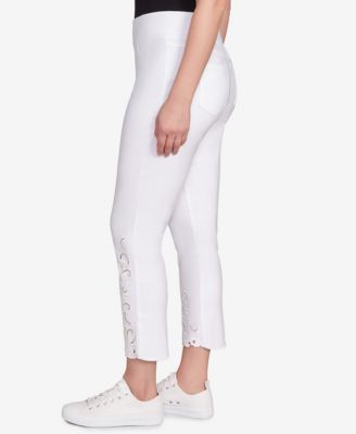 Petite Embroidered Ankle Pants