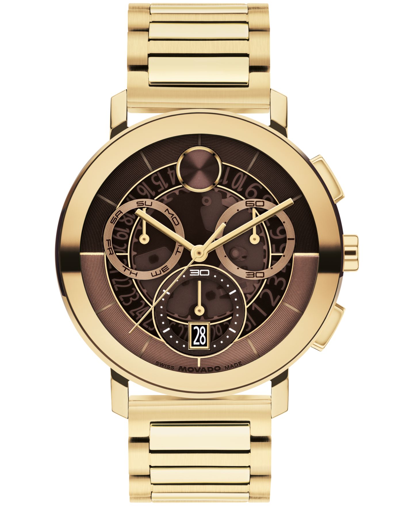 Мужские часы Movado Bold Evolution 2.0 Swiss Quartz Chrono Ionic Plated Light Gold Steel Watch, 42mm — фото 1