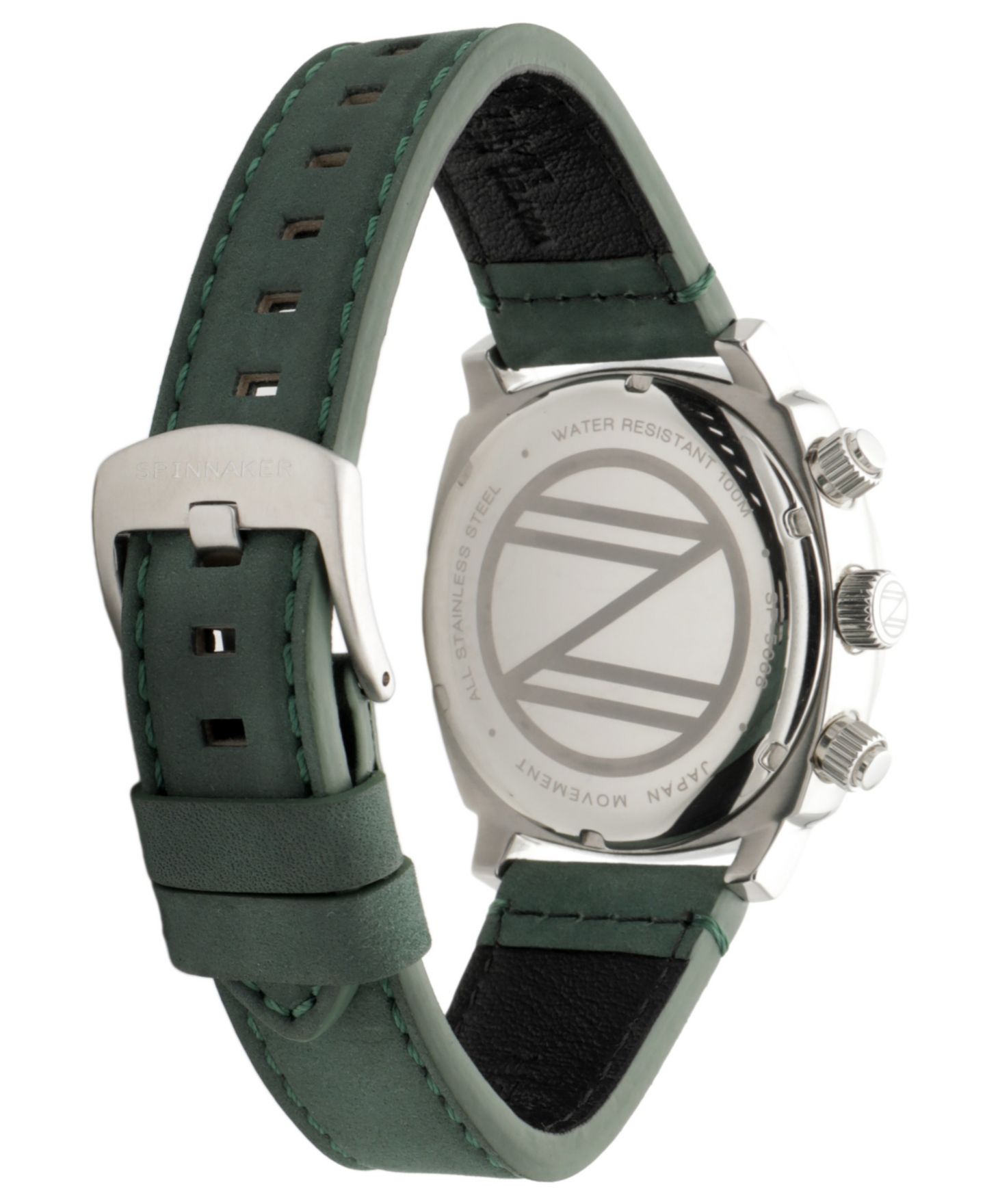 Мужские часы Spinnaker Hull Chronograph Green Leather Strap Watch, 42mm — фото 3