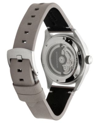 Men's Fleuss Automatic Gray Leather Strap Watch, 43mm