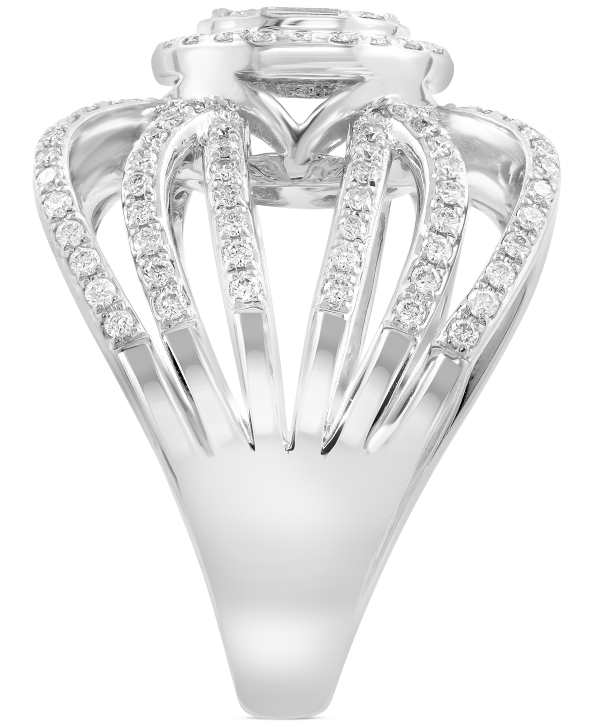 EFFY COLLECTION EFFY DIAMOND ROUND & BAGUETTE OPENWORK STATEMENT RING (3/4 CT. T.W.) IN 14K WHITE GOLD 